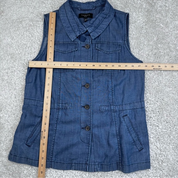 Talbots Casual Chambray Vest. Button Front Drawstring. petite medium - Picture 10 of 12